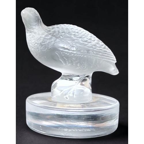 17 - A set of eight Lalique Glass Bird Menu/Place Card Holders, all with etched 'Lalique, France' marks, ... 