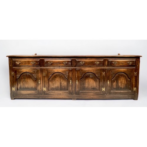 530 - A large hand-made Bevan & Funnell 'Reprodux' 'distressed' oak dresser base in the 18th century 'styl... 