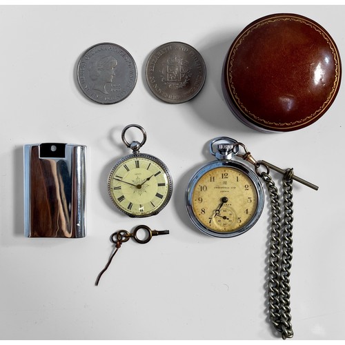 88 - A Continental silver-cased open-face pocket watch with key-wound movement by Dimier Freres et Cie, 4... 