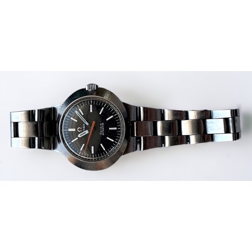 90 - A ladies stainless steel, manual wind, Omega Geneve Dynamic wristwatch, C.1970’s, the circular black... 