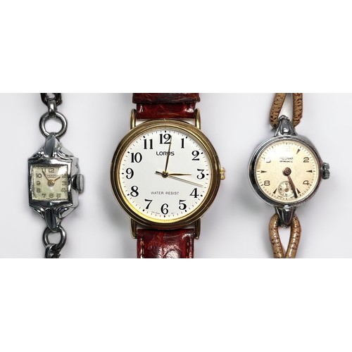 105 - A collection of assorted wristwatches comprising a gold-plated Smiths example, boxed, a gents stainl... 