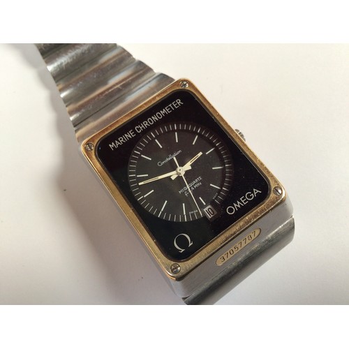 120 - A gents stainless steel & gold Omega Constellation Megaquartz f24 MHz Marine Chronometer c.1970’s, w... 