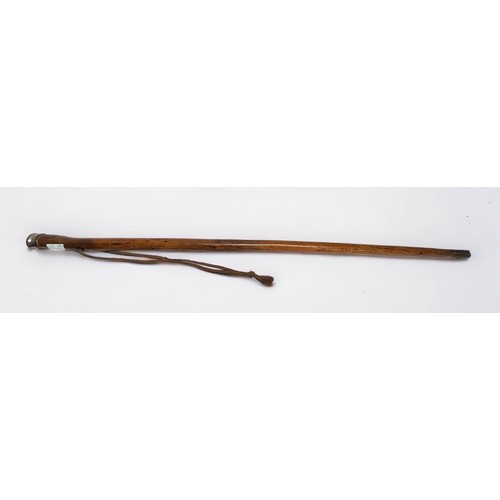 299 - A Victorian Oak Walking Cane, the white-metal top engraved ‘Oak From Hebron 1882,’ top with monogram... 