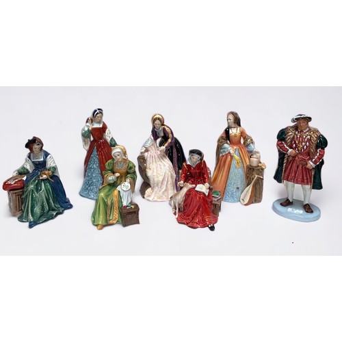 23 - Seven Royal Doulton figures of Henry VIII and his six wives, limited edition 34/9500 comprising, Hen... 