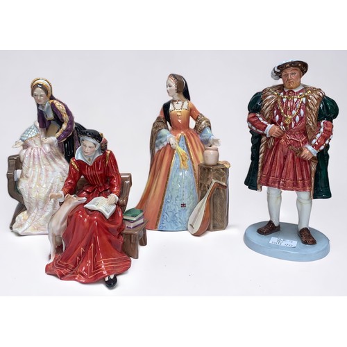 23 - Seven Royal Doulton figures of Henry VIII and his six wives, limited edition 34/9500 comprising, Hen... 