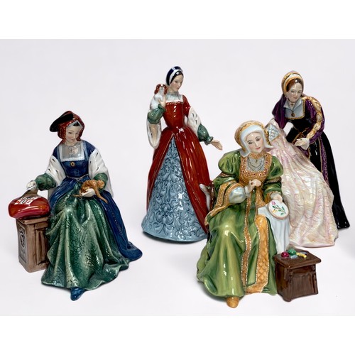 23 - Seven Royal Doulton figures of Henry VIII and his six wives, limited edition 34/9500 comprising, Hen... 