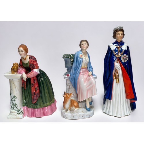 29 - Three Royal Doulton figures, to include, Queen Elizabeth II, to celebrate the 30th anniversary of th... 