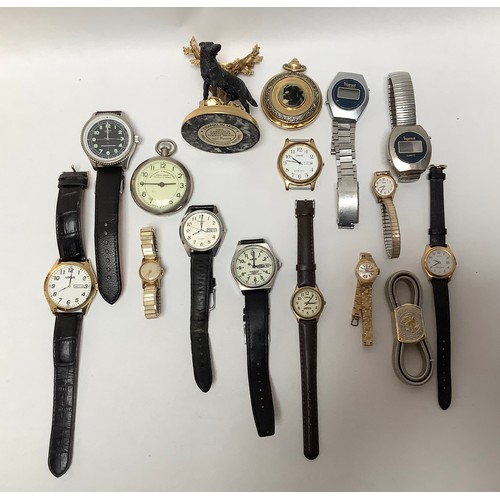 129 - A collection of assorted gents and ladies wristwatches comprising a ladies gold-plated Oris, various... 