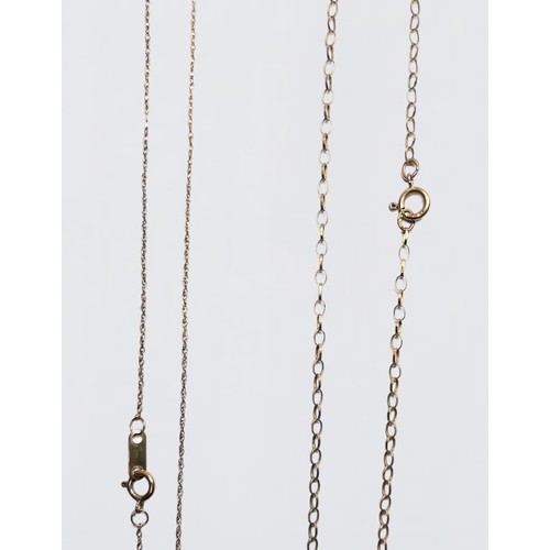 224 - Three various 9ct gold necklaces, two with heart shaped pendants, one set with diamonds, approximate... 