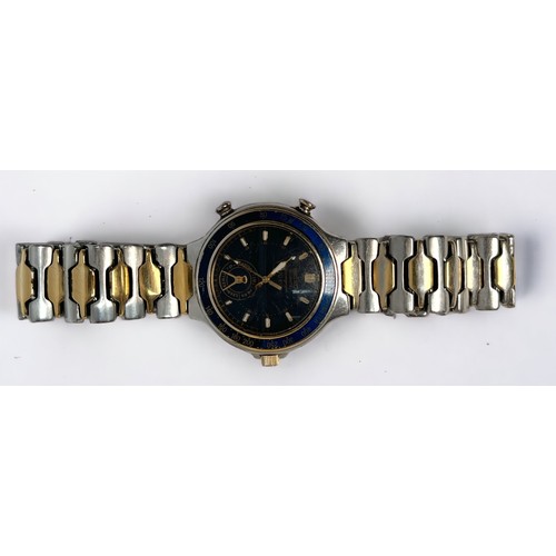 131 - A gents vintage Seiko SQ 100 quartz chronograph wristwatch, the black dial with batons denoting hour... 