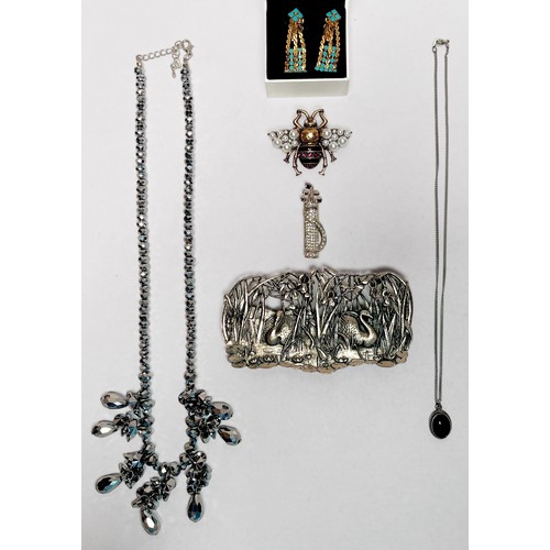 217 - Various items of costume jewellery, approximately 65 items, including turquoise drop earrings, a gem... 