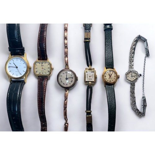 132 - A small collection of assorted wristwatches including a 9ct gold cased example with Roman numerals d... 