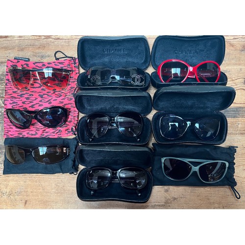 275 - Five various pairs of Chanel sunglasses, in Chanel black quilted pattern cases, with Chanel outer bo... 