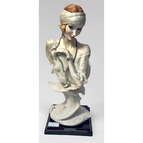 11 - Three various Capodimonte busts modelled as Art Deco style ladies, hand-painted moulded compositon, ... 