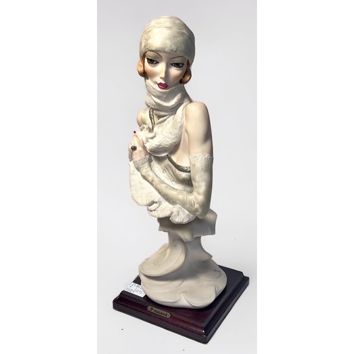 11 - Three various Capodimonte busts modelled as Art Deco style ladies, hand-painted moulded compositon, ... 