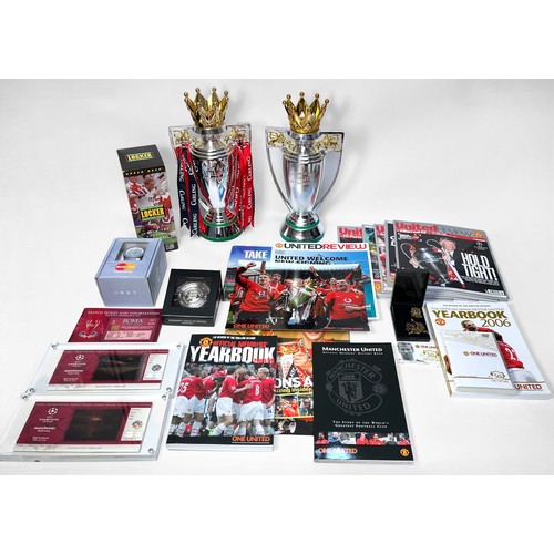 342 - A collection of Manchester United memorabilia comprising, all six official matchday home programmes ... 