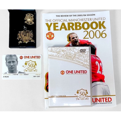 342 - A collection of Manchester United memorabilia comprising, all six official matchday home programmes ... 