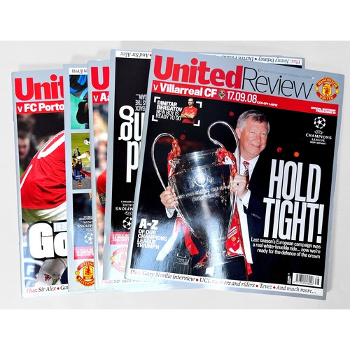 342 - A collection of Manchester United memorabilia comprising, all six official matchday home programmes ... 