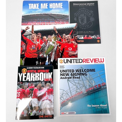 342 - A collection of Manchester United memorabilia comprising, all six official matchday home programmes ... 