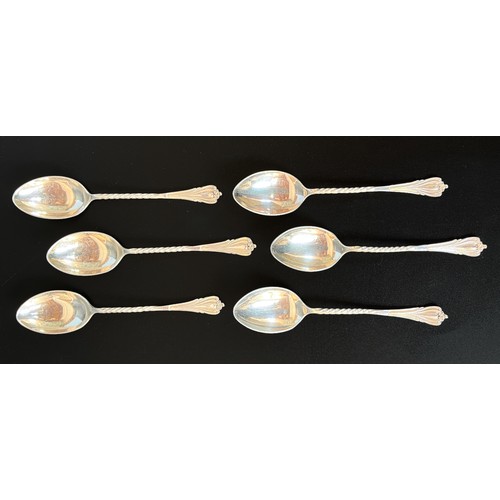 93 - A set of six silver napkin rings, nine various 19th century fiddle-pattern teaspoons, six coffeespoo... 