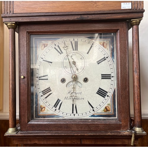 395 - An early 19th century longcase clock, with 8-day movement striking a bell, 12-inch square dial inscr... 