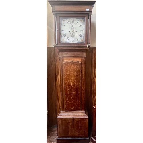 395 - An early 19th century longcase clock, with 8-day movement striking a bell, 12-inch square dial inscr... 