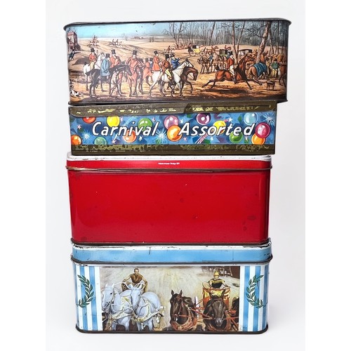 304 - Five assorted 20th century biscuit tins comprising, two Huntley & Palmers examples ‘Carnival Assorte... 