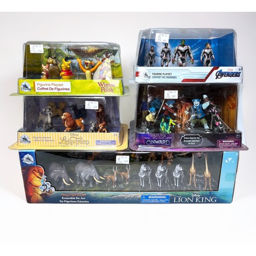 356 - Five official Disney figurine sets from various films, including The Lion King Mega Figurine Set, Ma... 