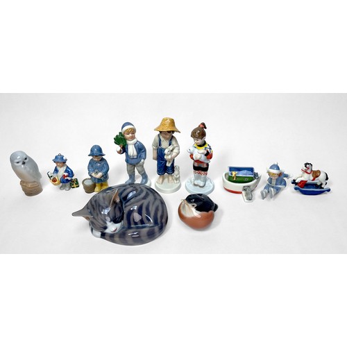 17 - Ten various Royal Copenhagen porcelain figures and a Bing & Grondahl 'Year' figure 2001,

Bird has v... 