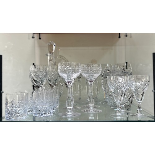 43 - A collection of assorted cut crystal glassware, to include six Tudor whisky glasses, three Tudor ‘Wo... 