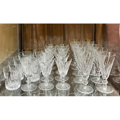 42 - A collection of Waterford ‘Eileen’ pattern glassware, knopped stems, comprising ten fluted champagne... 