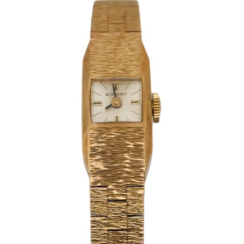 237 - A 9ct yellow gold ladies Rotary wristwatch, on 9ct gold textured brick-link bracelet, weight 18.2 gr... 