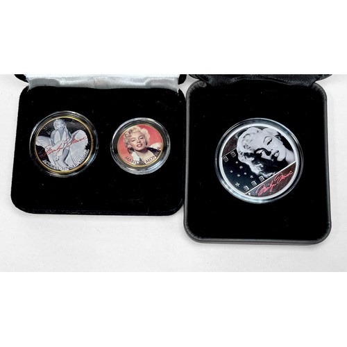 262 - Marilyn Monroe portrait collectors Coins: comprising 2x Ag 25g, 1x Ag 31.1g, 1 x Troy oz Ag, 1x Troy... 