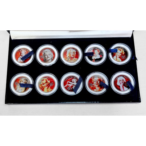 262 - Marilyn Monroe portrait collectors Coins: comprising 2x Ag 25g, 1x Ag 31.1g, 1 x Troy oz Ag, 1x Troy... 