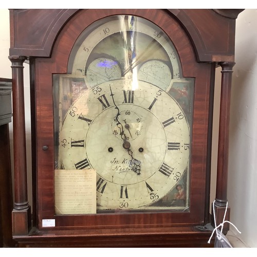 400 - An early 19th Century eight-day longcase clock, painted square dial with arched top and moon phase, ... 