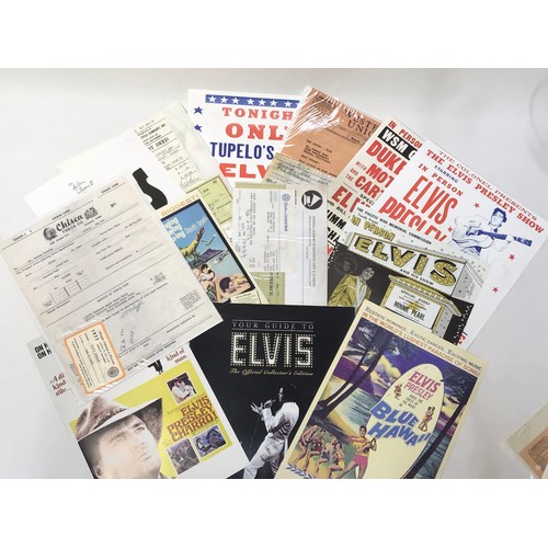 385 - A collection of DeAgostini Elvis Presley fan club collectables and reproduction ephemera, including ... 