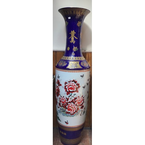 84 - A large Chinese Porcelain Floor Vase, of tapering cylindrical form with flared rim, transfer printed... 