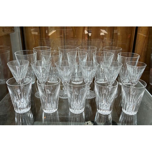 42 - A collection of Waterford ‘Eileen’ pattern glassware, knopped stems, comprising ten fluted champagne... 