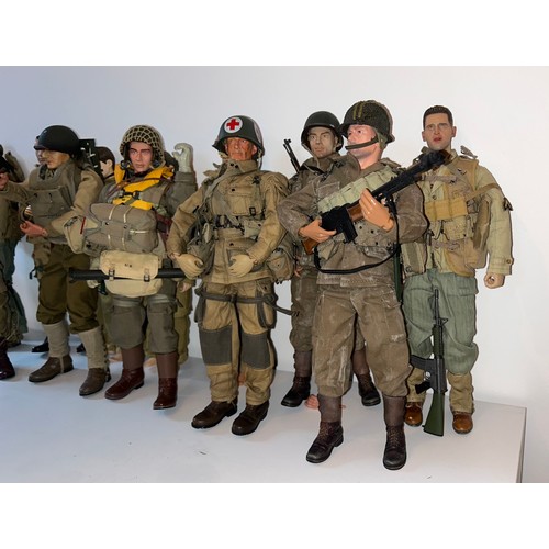 367 - A collection of ten assorted early Dragon Models 1/6 scale military action figures, modelled as WWII... 