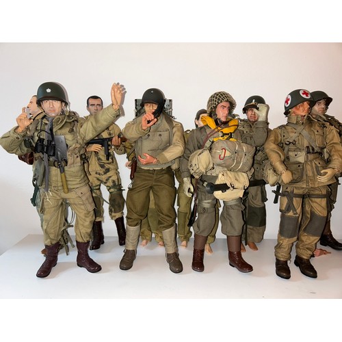 367 - A collection of ten assorted early Dragon Models 1/6 scale military action figures, modelled as WWII... 