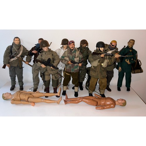 368 - A collection of nine assorted early Dragon Models 1/6 scale military action figures, modelled as var... 