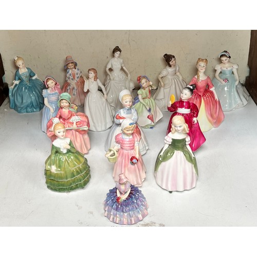 2 - Sixteen various Royal Doulton porcelain 'medium size' crinoline ladies (In section 12)