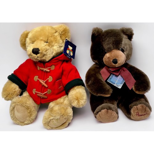 369 - A collection of four various teddy bears / soft plush toys, to include, The Harrods Christmas Bear f... 