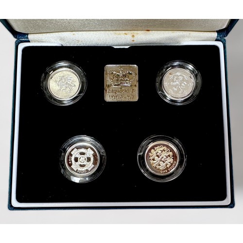 262 - Four Royal Mint cased sets of silver proof one pound coins, including a 1984 - 87 set and a 1994 - 1... 