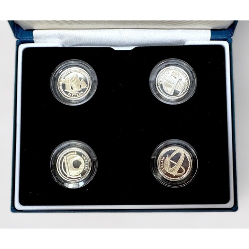 262 - Four Royal Mint cased sets of silver proof one pound coins, including a 1984 - 87 set and a 1994 - 1... 