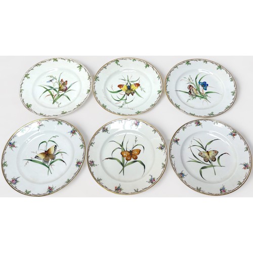 10 - Eleven 19th century Copenhagen 'Botanic' dinner wares, c.1870 - 1890, comprising six plates, two ova... 