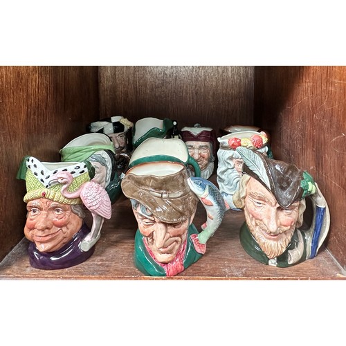 12 - Ten various Royal Doulton large character jugs, including 'The Trapper,' 'Neptune,' 'Smuggler,' 'Old... 