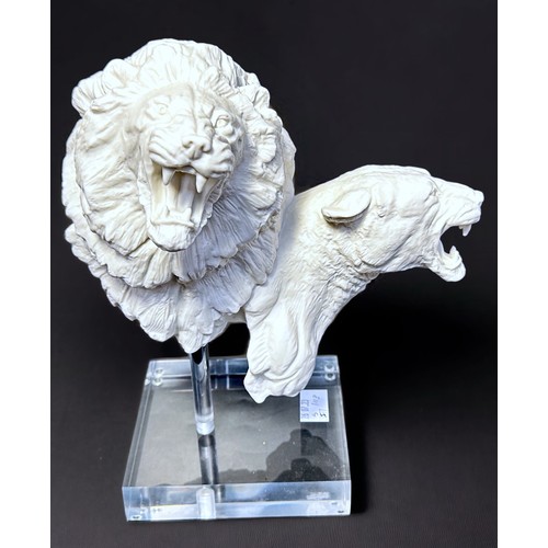 19 - A Royal Doulton 'Millennium 2000' limited edition Parian porcelain model of a Lion & Lioness, after ... 