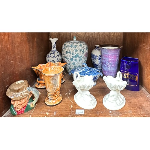 24 - Various ceramics including a pair of Royal Worcester porcelain shell-and-sea creature table salts, a... 