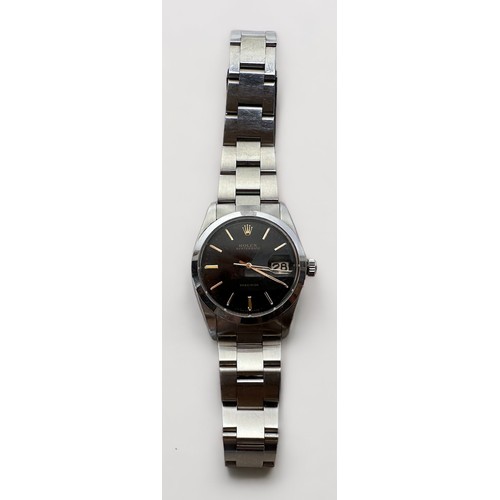 112 - A gents stainless steel Rolex Oysterdate Precision, model 6694, C.1964, the black enamel dial with a... 